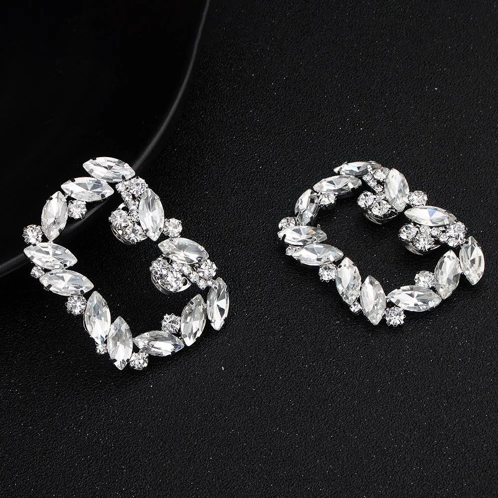 1 Pair Rectangle Detachable Rhinestone DIY Wedding Shoe Clip