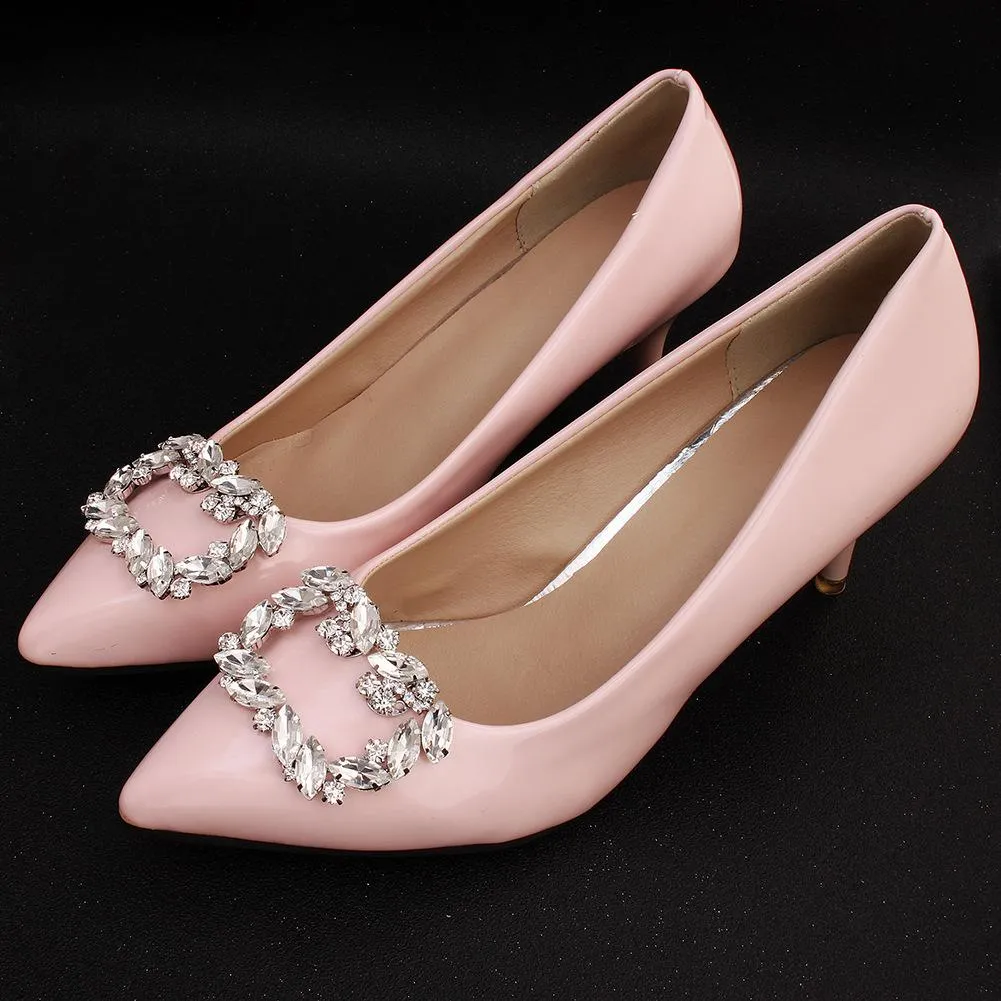 1 Pair Rectangle Detachable Rhinestone DIY Wedding Shoe Clip