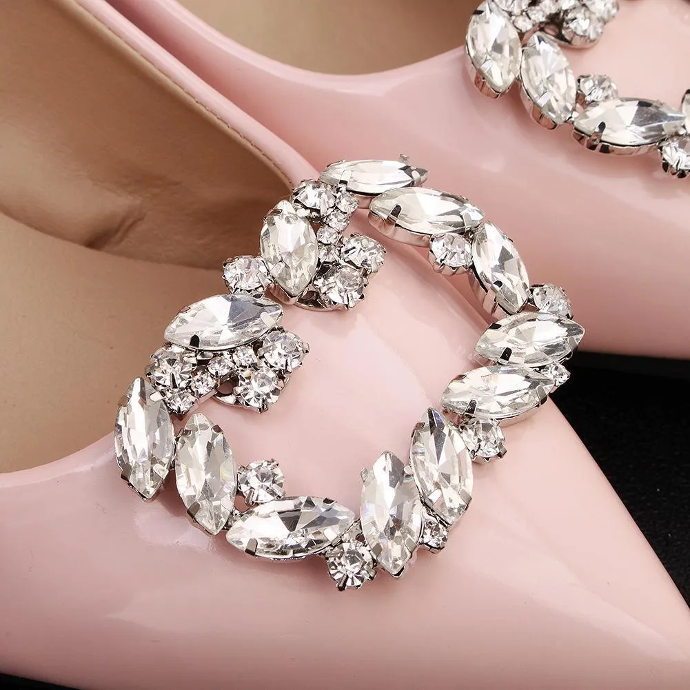 1 Pair Rectangle Detachable Rhinestone DIY Wedding Shoe Clip