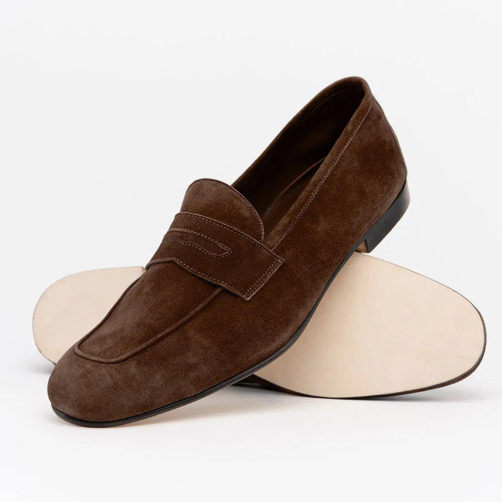 16-100-CAF TASCA Italian Sueded Kid Loafer Cafe