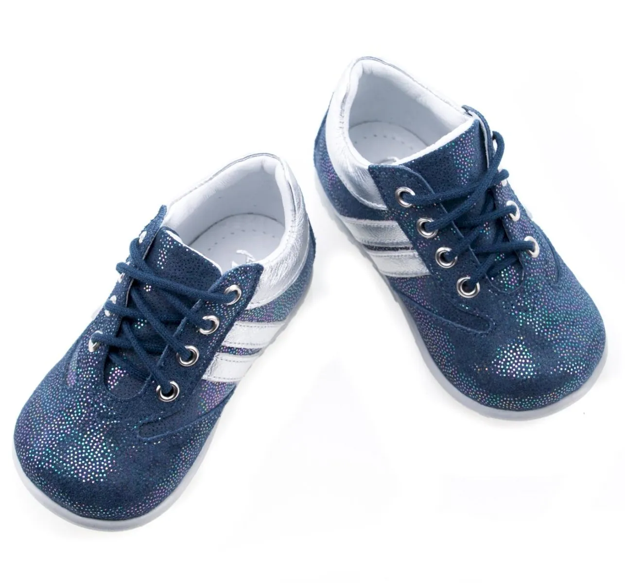 (2045-19) Emel Blue Lace Up First Shoes