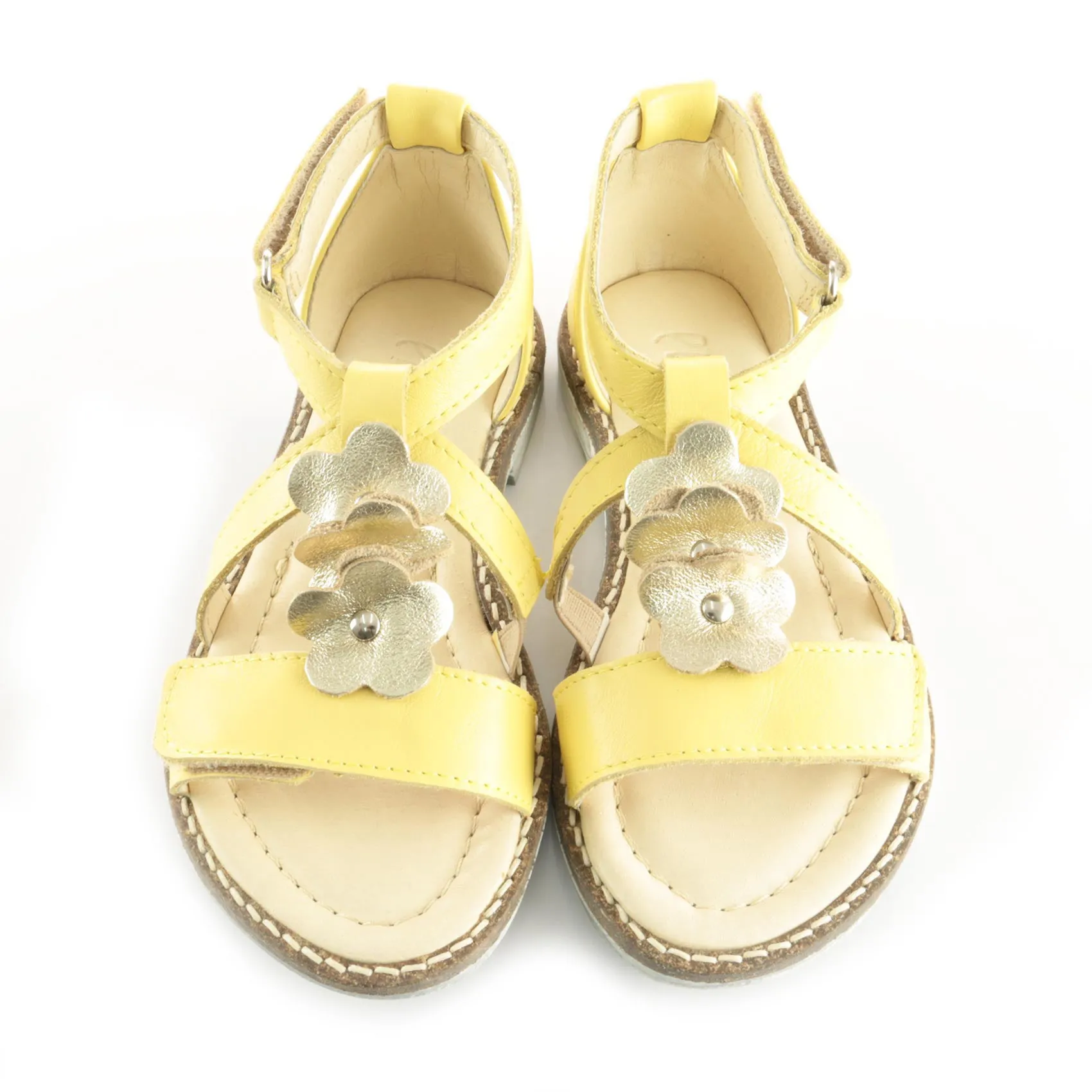 (2577-4) Emel velcro sandals  yellow flowers