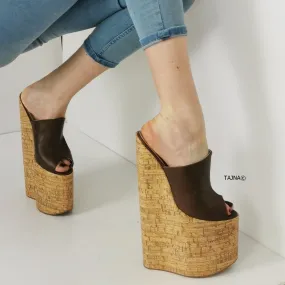 30 cm Extreme High Heel Cork Mules