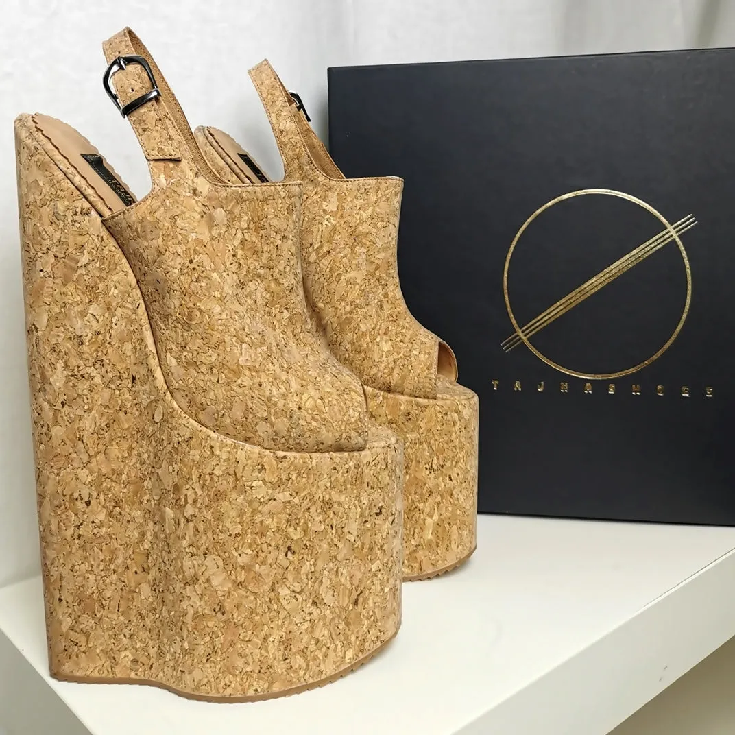 30 cm Extreme High Heel Cork Wedge Sandals