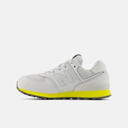 574 Kid's Athletic Sneaker - Grey Matter with Lemon Zest