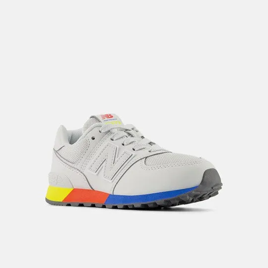 574 Kid's Athletic Sneaker - Grey Matter with Lemon Zest