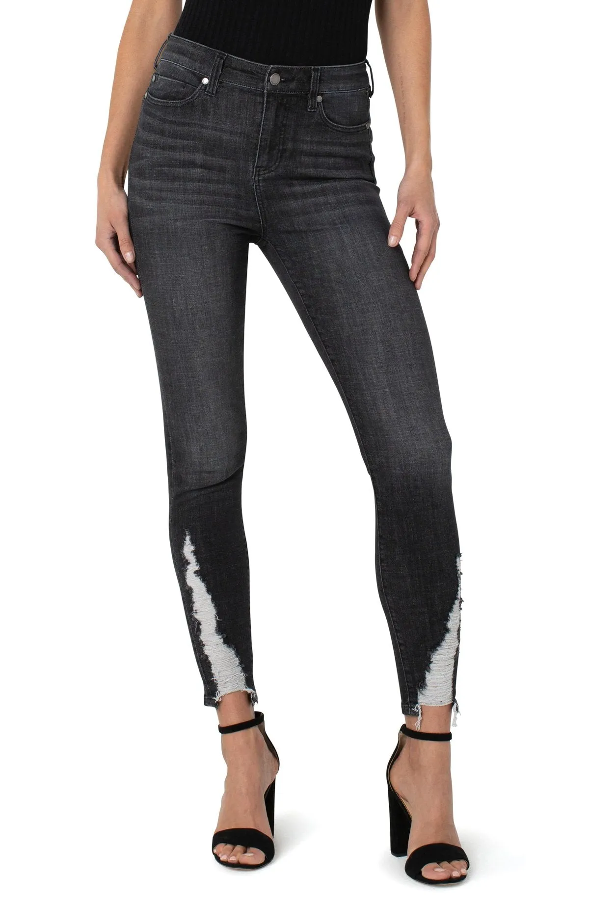 Abby High Rise Shredded Hem Skinny Jean