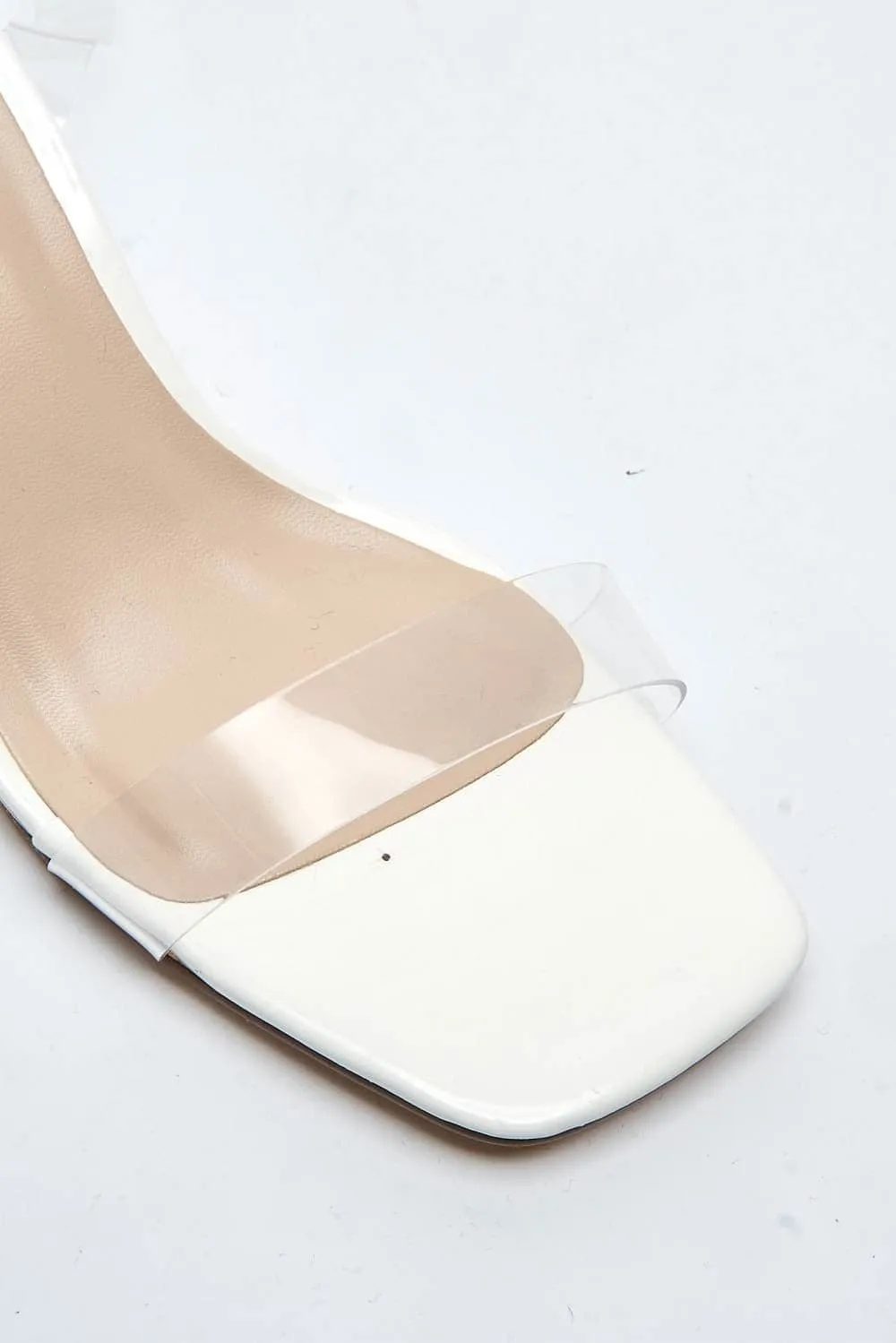 Alessa Perspex Strap Block Heel Sandal in White