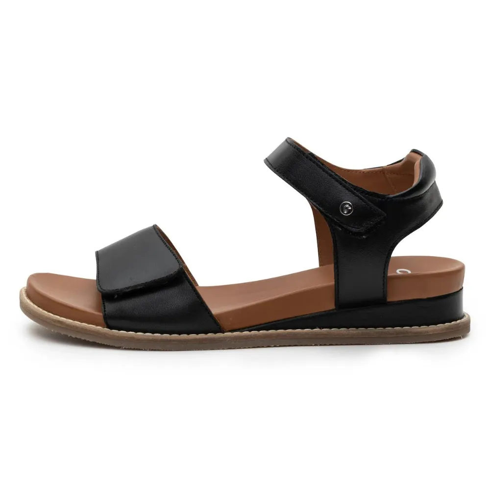 Ara Kaia Black Soft Nappa Wedge Sandal (Women's)