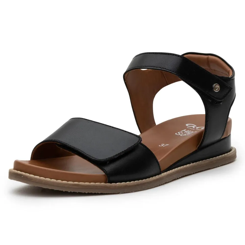 Ara Kaia Black Soft Nappa Wedge Sandal (Women's)