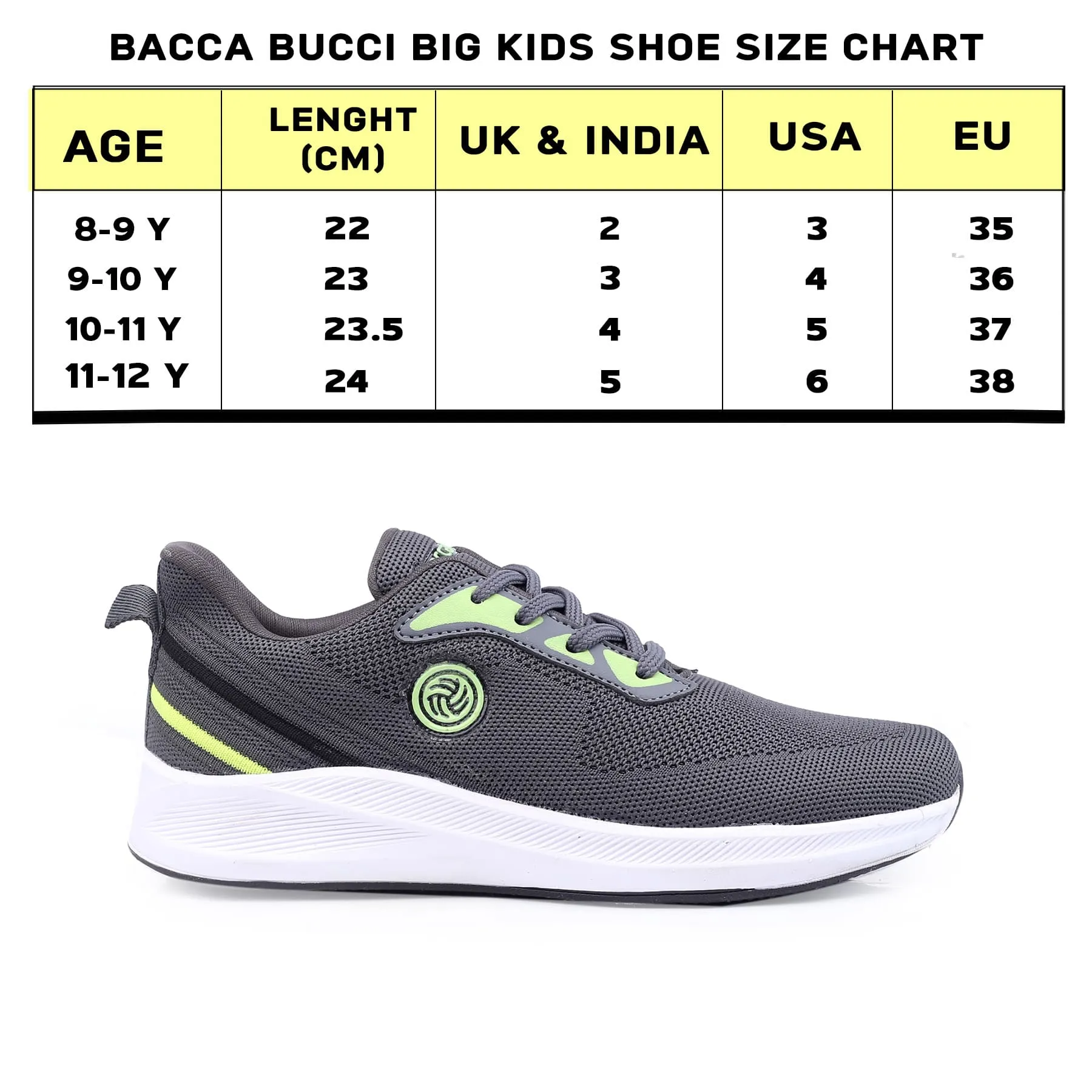 Bacca Bucci Boys or Girls Essential Knit Running Sports Shoe (Age: 8 year to 12 years)