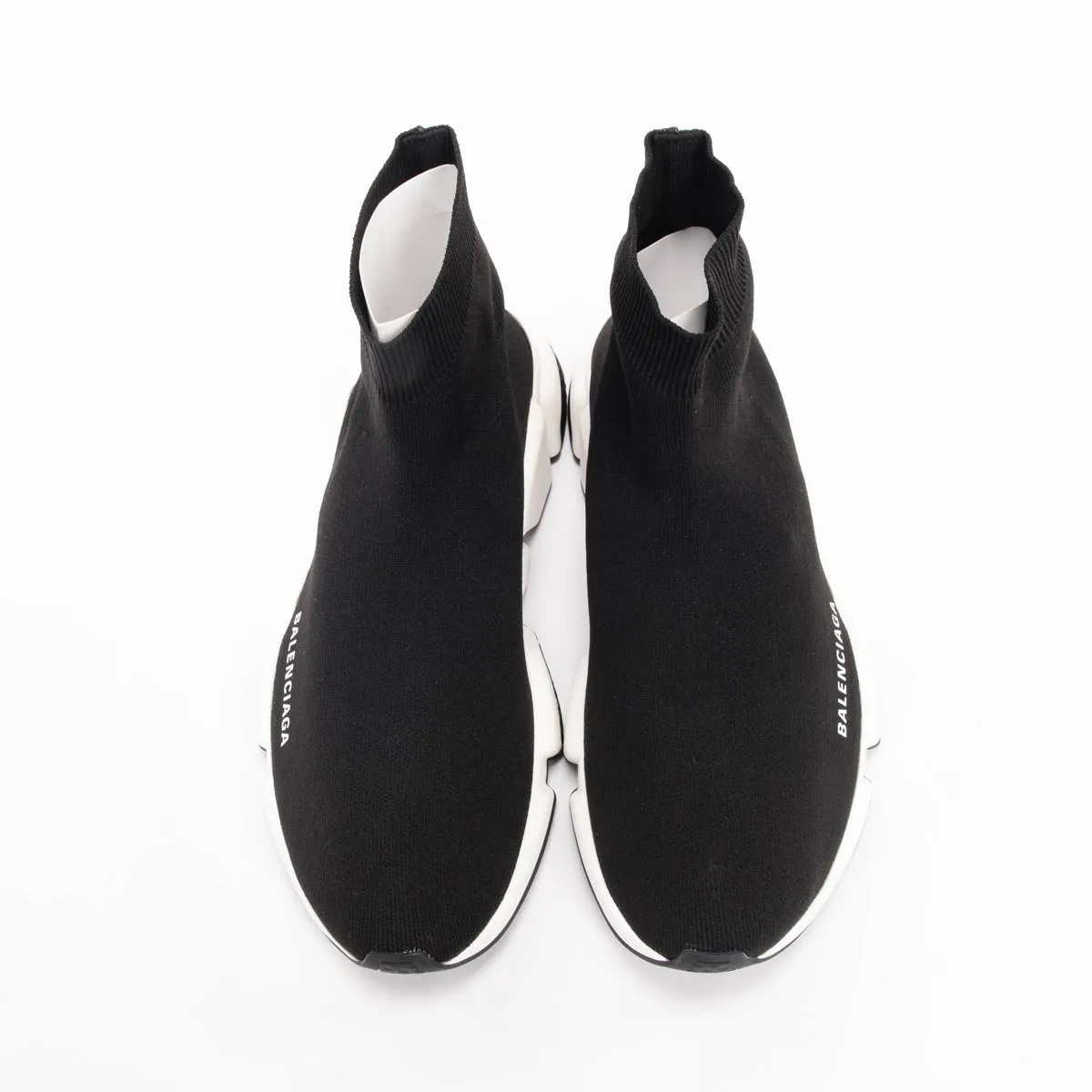 Balenciaga Black & White Knit Speed Racer Sneakers 41