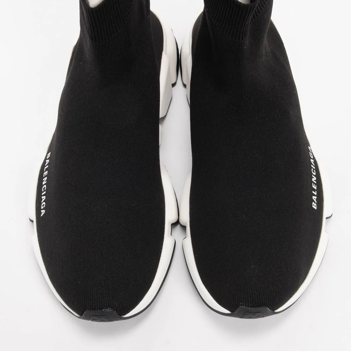 Balenciaga Black & White Knit Speed Racer Sneakers 41