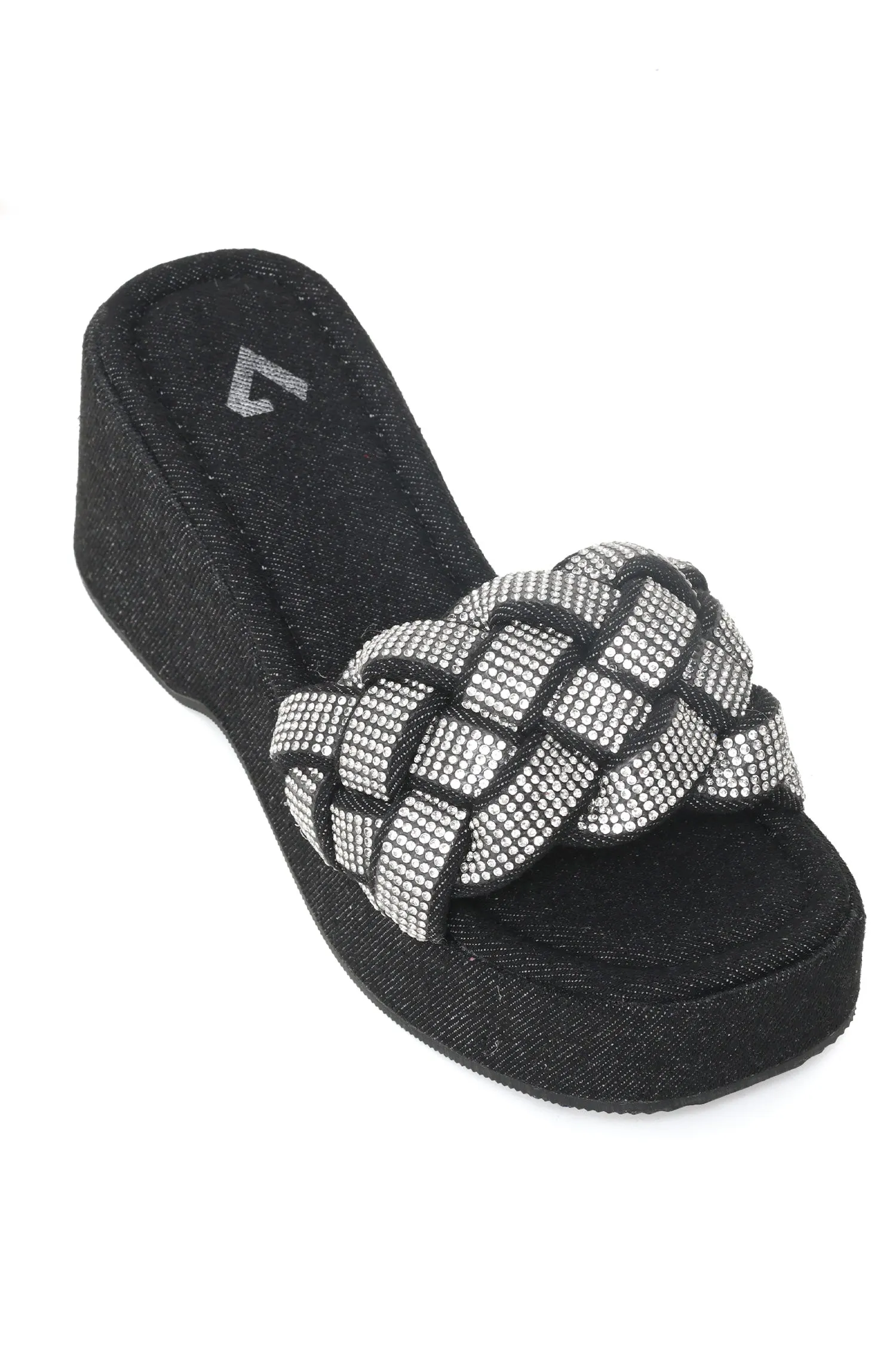 BASKET WEAVE PLATFORMS-BLACK