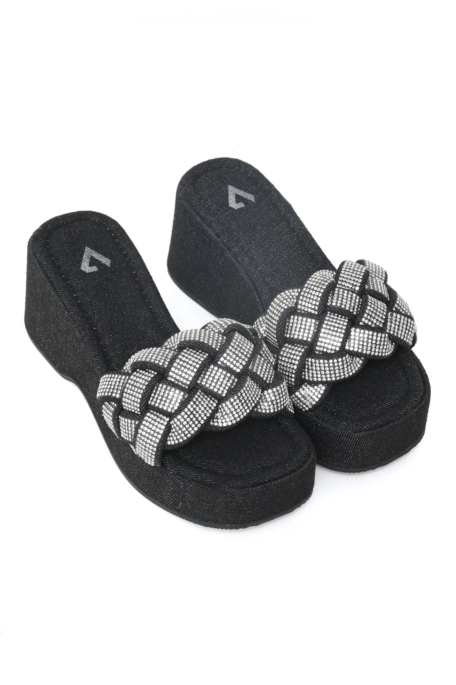 BASKET WEAVE PLATFORMS-BLACK