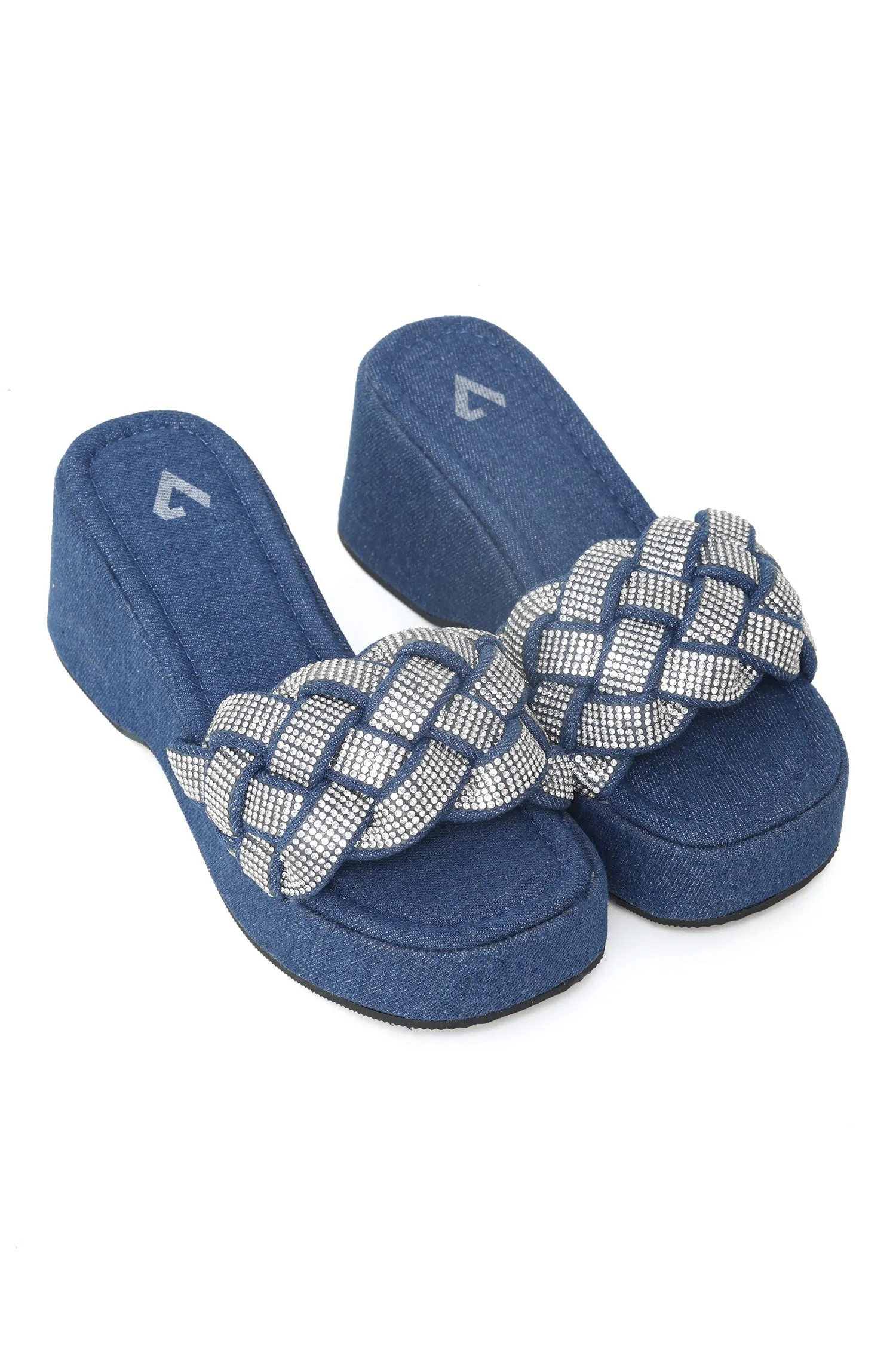 BASKET WEAVE PLATFORMS-BLUE