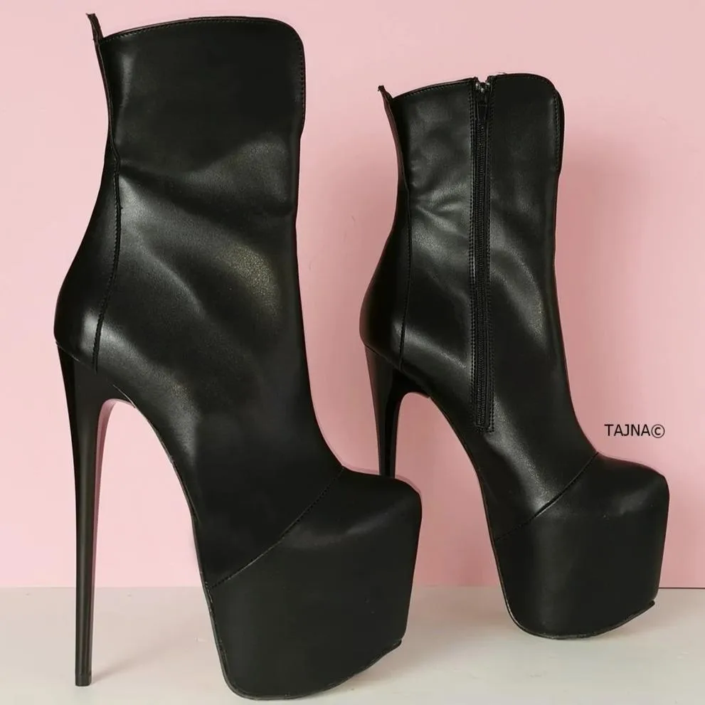 Black Matte Hidden Platform Boots