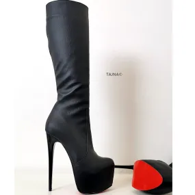 Black Matte Mid Calf Platform Boots