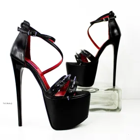 Black Spike Detailed Strap High Heel Sandals