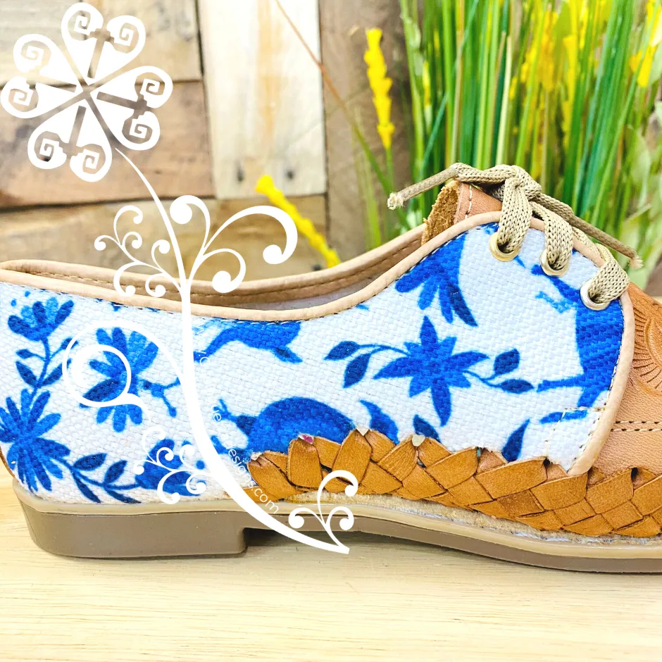 Blue Otomi Animals - Loafers Artisan Leather Women Shoes