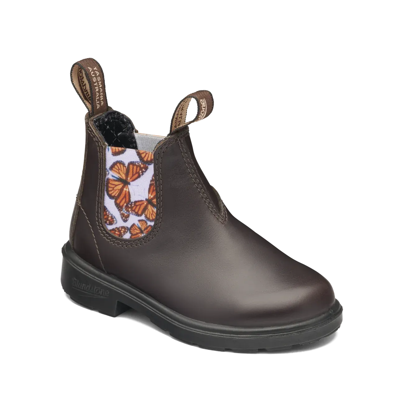 Blundstone Brown With Butterfly Lilac Elastic Kids' Boot