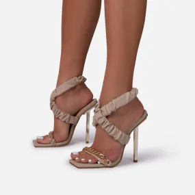 Caught Up Ruched Square Toe Heel - Beige