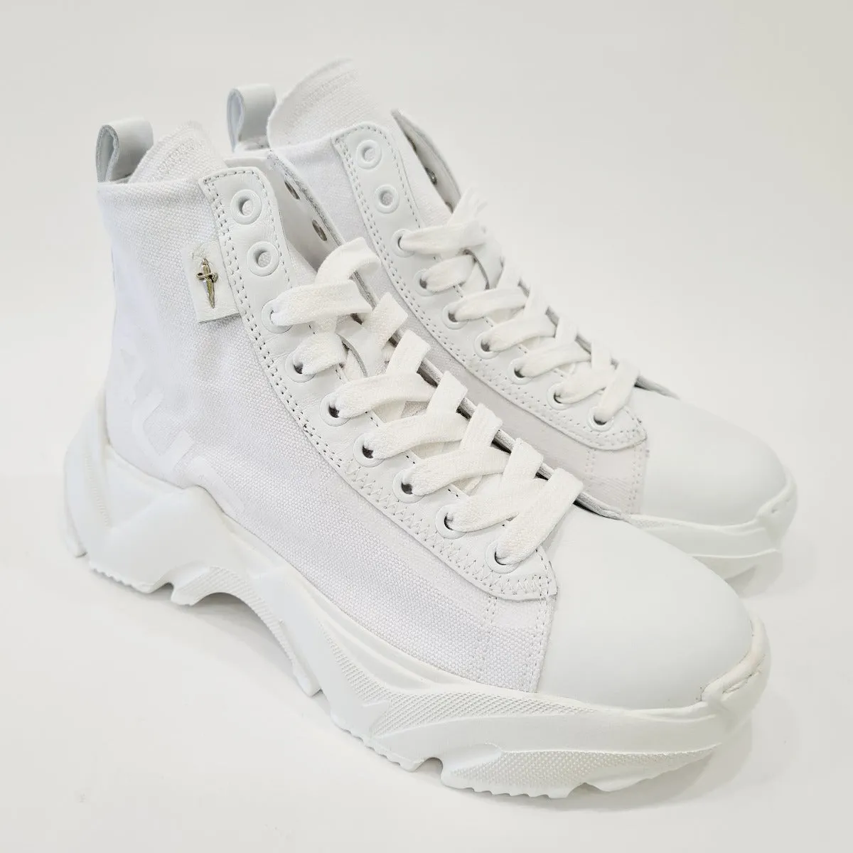 Cesare Paciotti 4us sneaker Donna 5 cm pelle e tessuto white art.RD10 rif.113