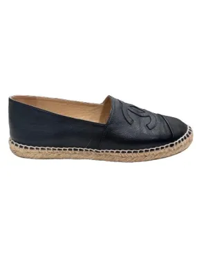 Chanel Size 41 Black Leather Espadrilles