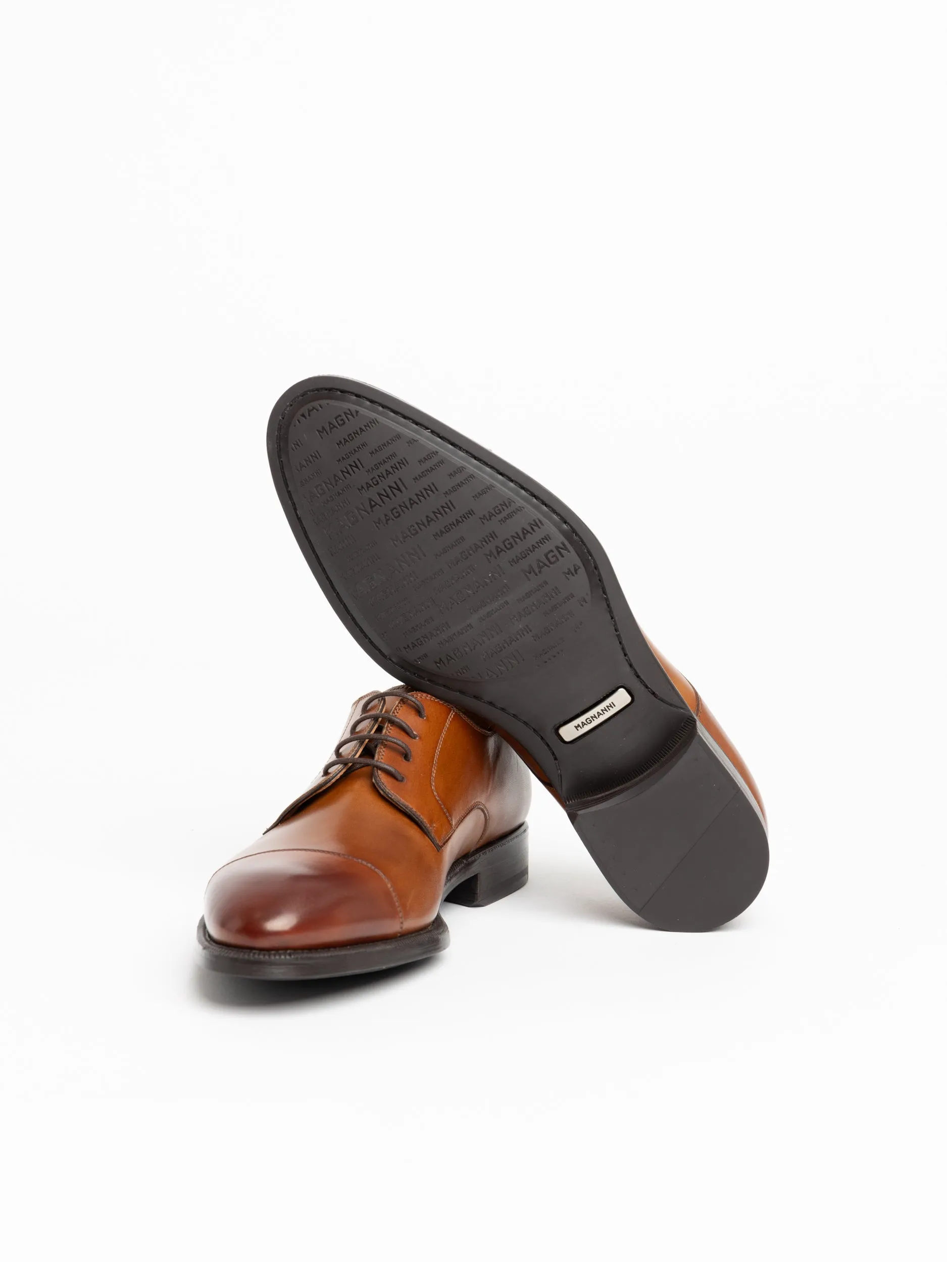 Cognac Brown Leather Harlan Derby Shoes