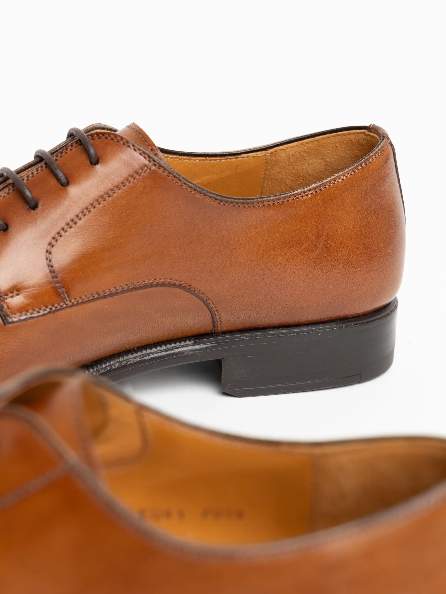 Cognac Brown Leather Harlan Derby Shoes