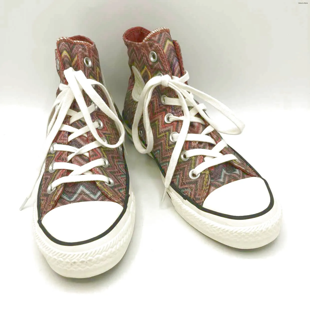 CONVERSE Pink White Chevron High Top Shoe Size 8 Shoes