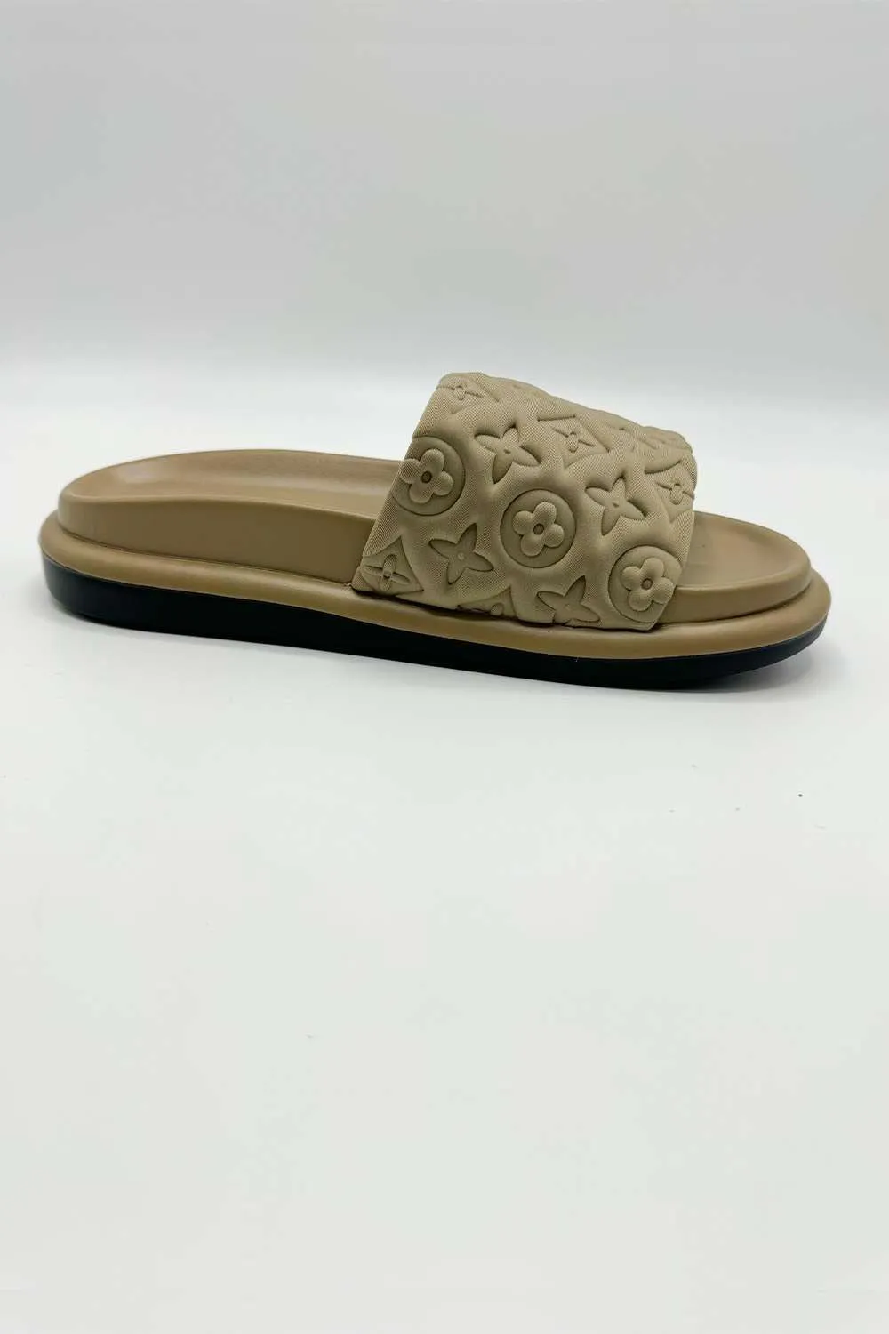 Cornie Patterned Band Sliders in Khaki