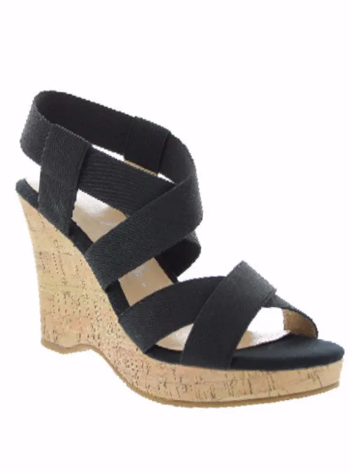 Criss Cross Wedge Heel - Black