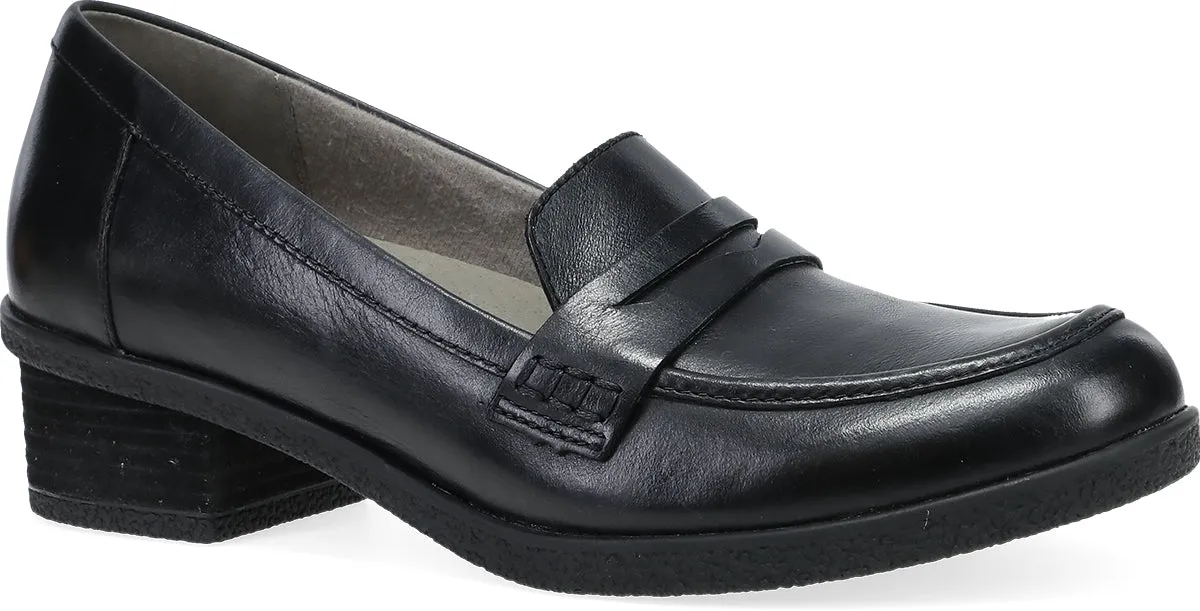 Danica Black Heeled Penny Loafer