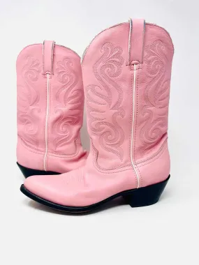 Durango Size 9.5 Pink Stitched Leather AS IS Shoes Cowboy Boots