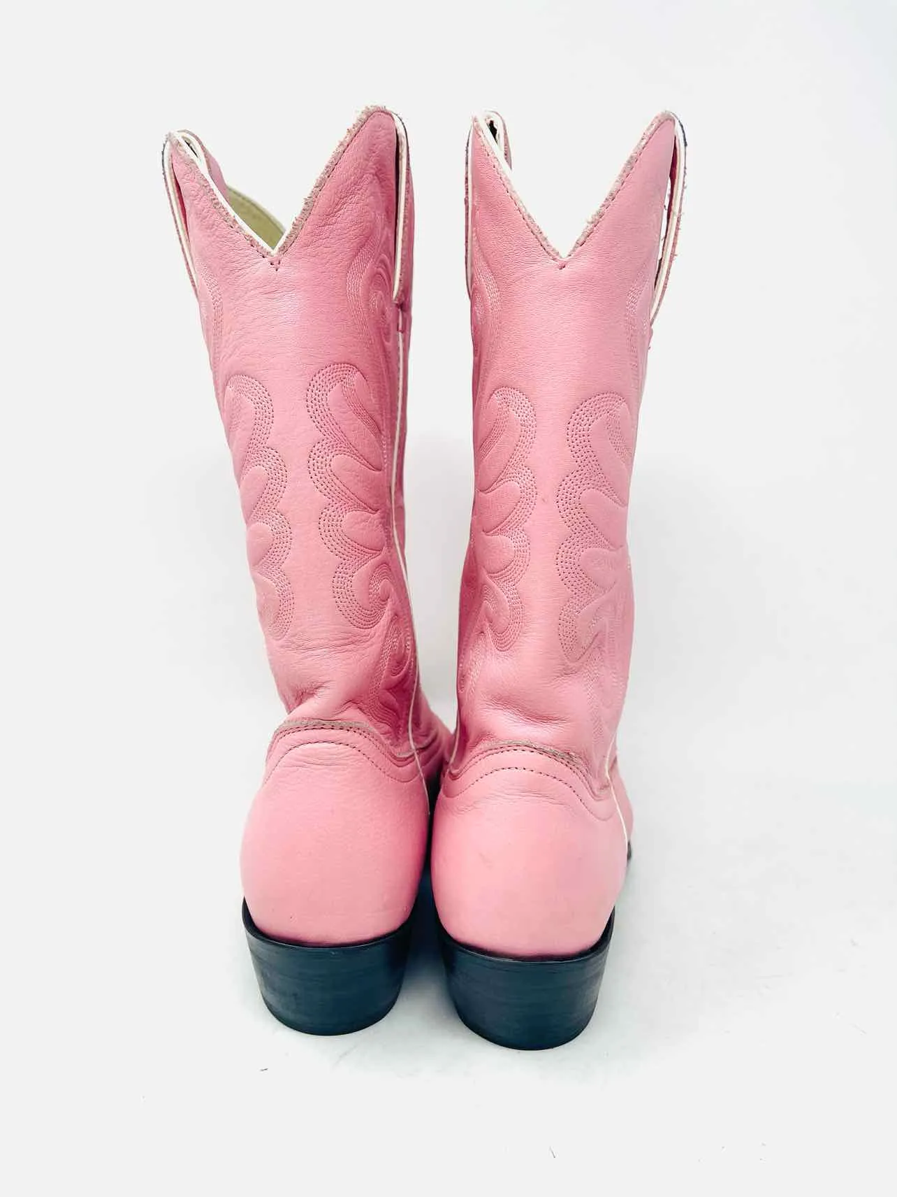 Durango Size 9.5 Pink Stitched Leather AS IS Shoes Cowboy Boots