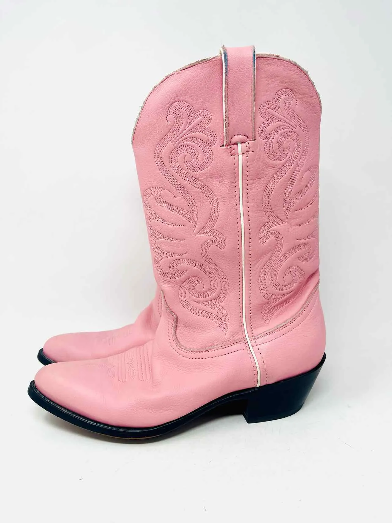 Durango Size 9.5 Pink Stitched Leather AS IS Shoes Cowboy Boots