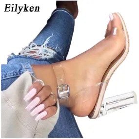 Eilyken 2019 PVC Jelly Sandals  Crystal Leopard Open Toed