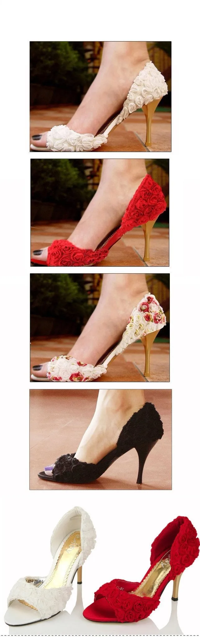 Elegant Flower Lace Women's High Heels Fish Toe Wedding Shoes, SY0102