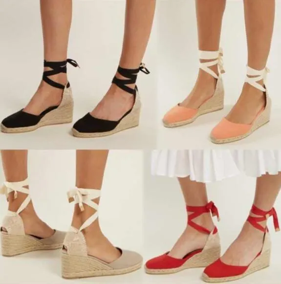 Espadrilles In Beige Red Or Black Organic Hemp Woven Wedge Shoes Lace Up Ankles Ladies Casual Bohemian High Heel Available In Sizes 5 - 10.5