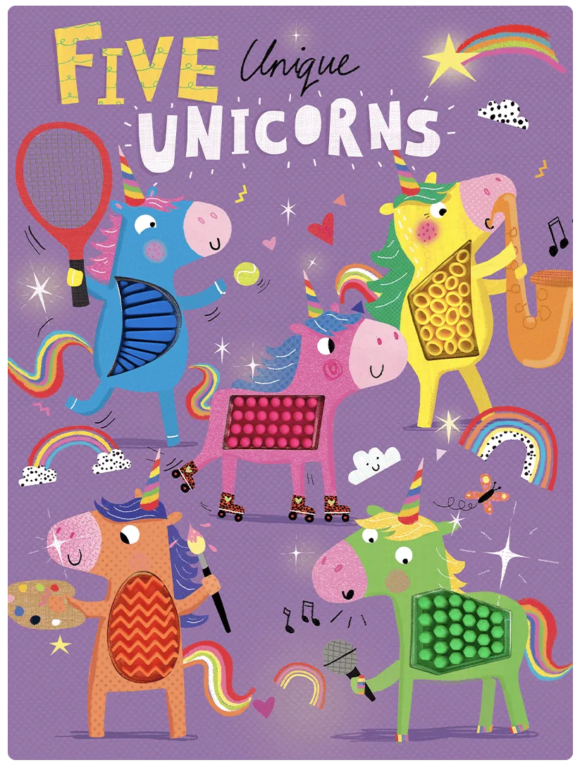 Five Unique Unicorns Board Book