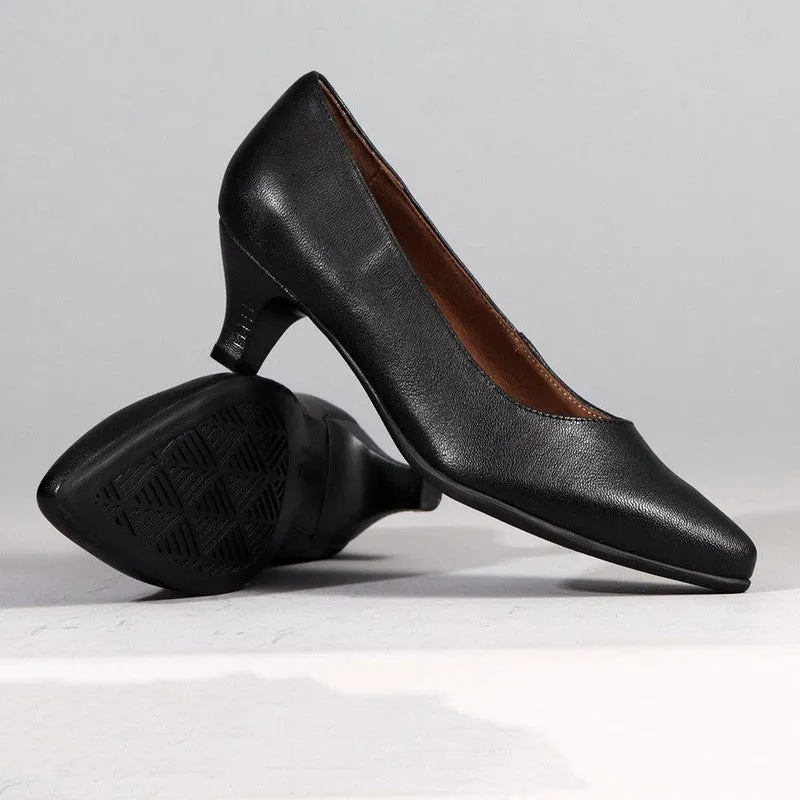 Froggie Spring Leather Penny Court  Heel - Black