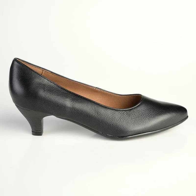 Froggie Spring Leather Penny Court  Heel - Black