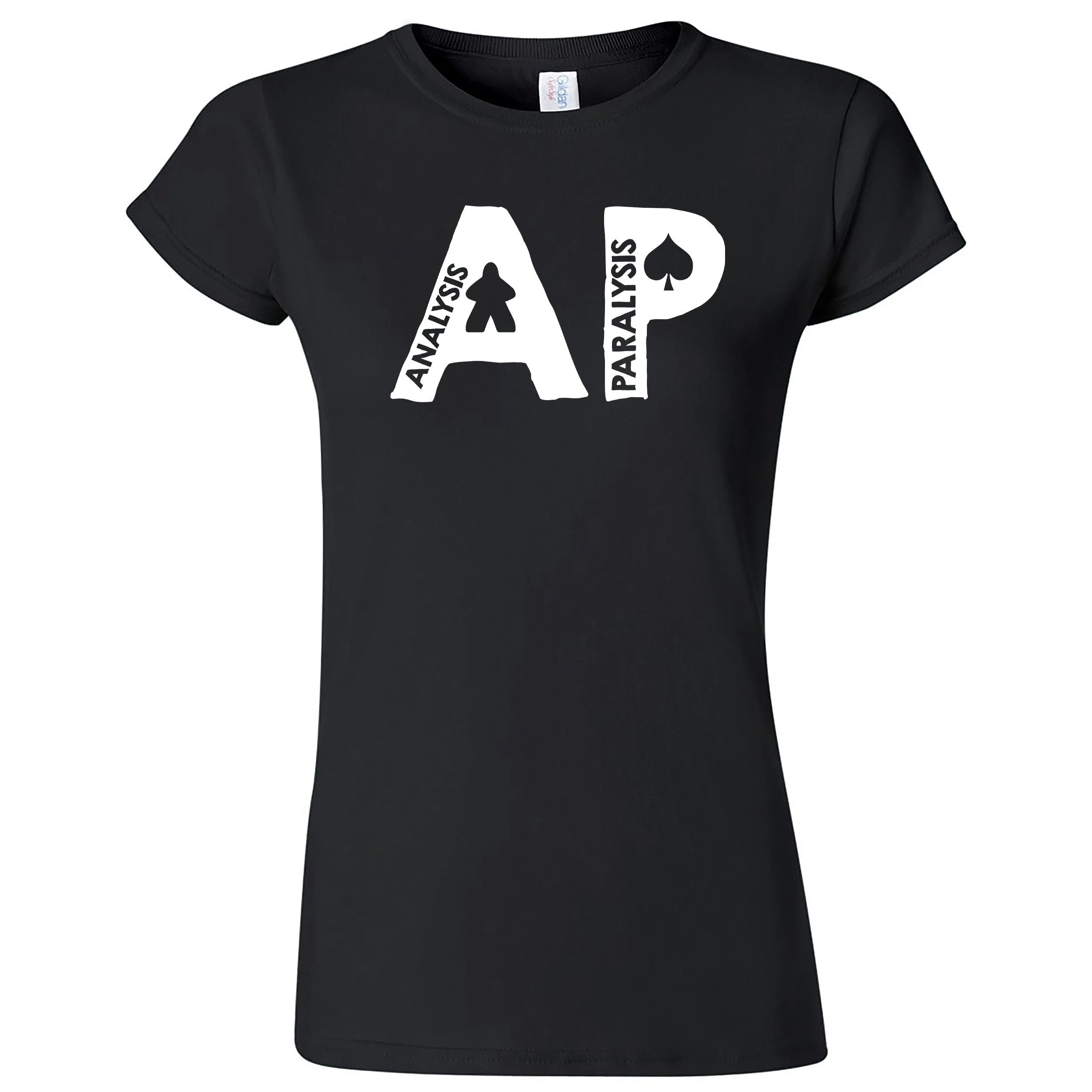 Funny "AP - Analysis Paralysis" women's t-shirt