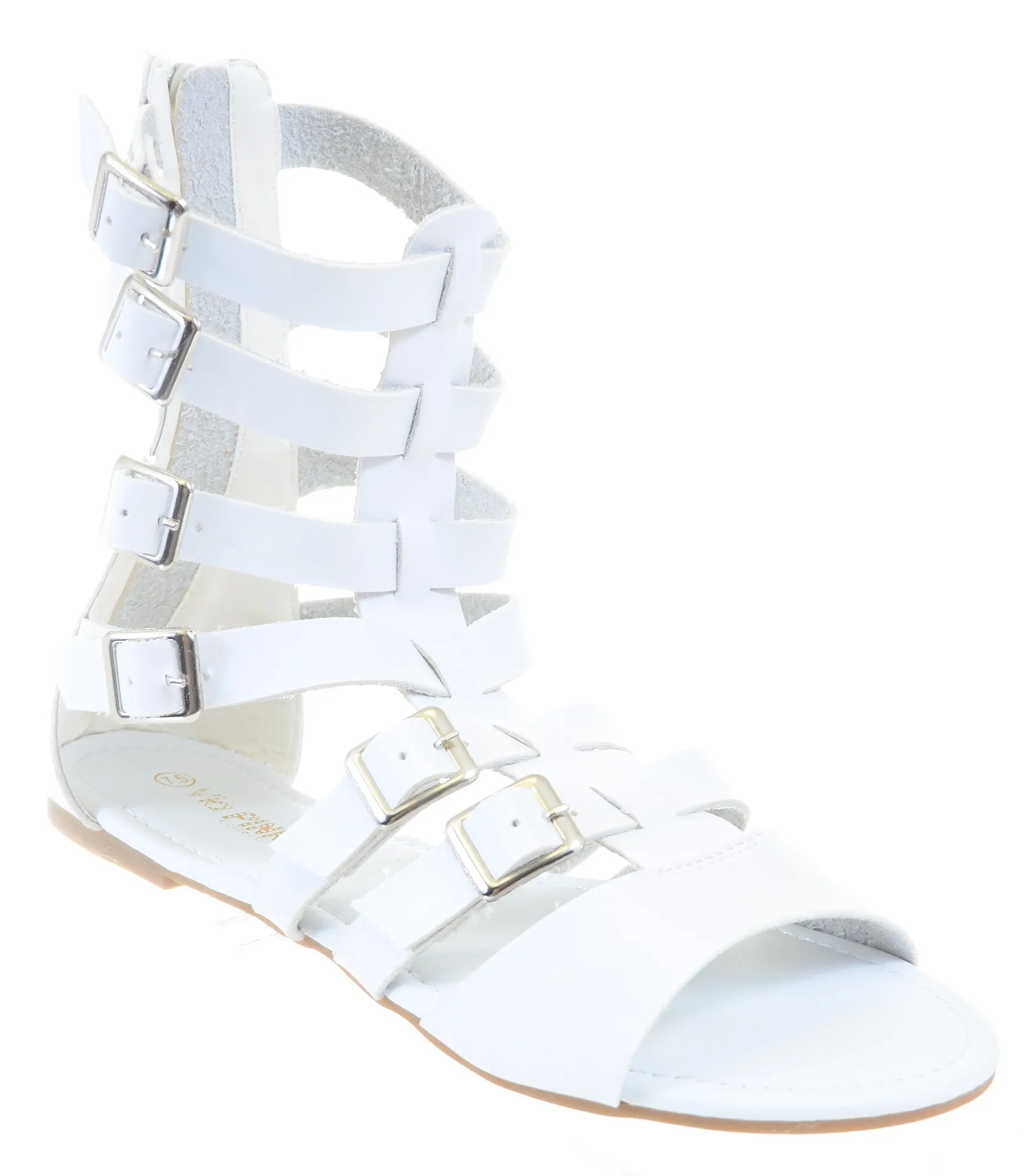 Gladiator Strappy Buckle Cuff Ankle Flats Vegan Sandal