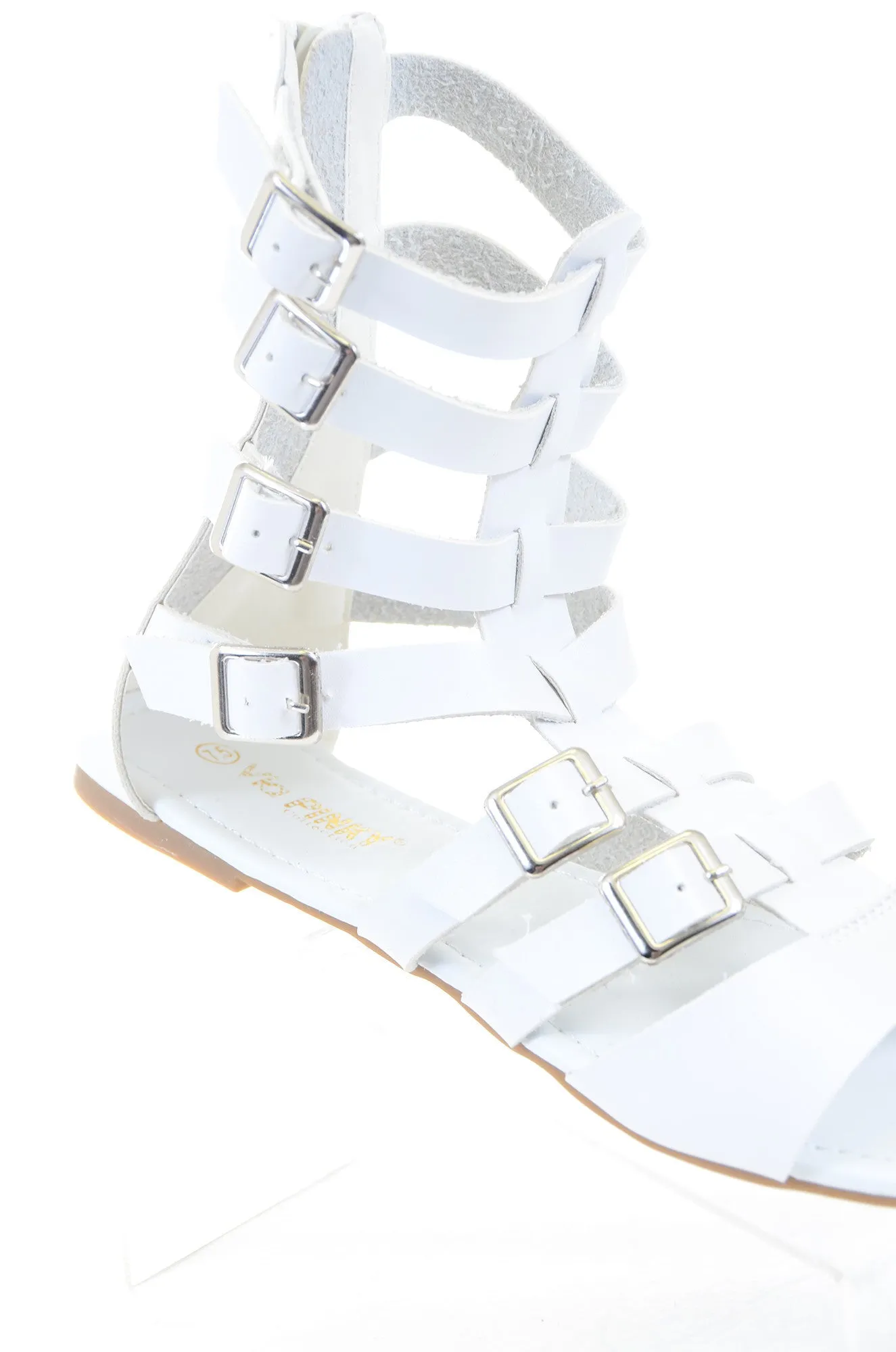 Gladiator Strappy Buckle Cuff Ankle Flats Vegan Sandal