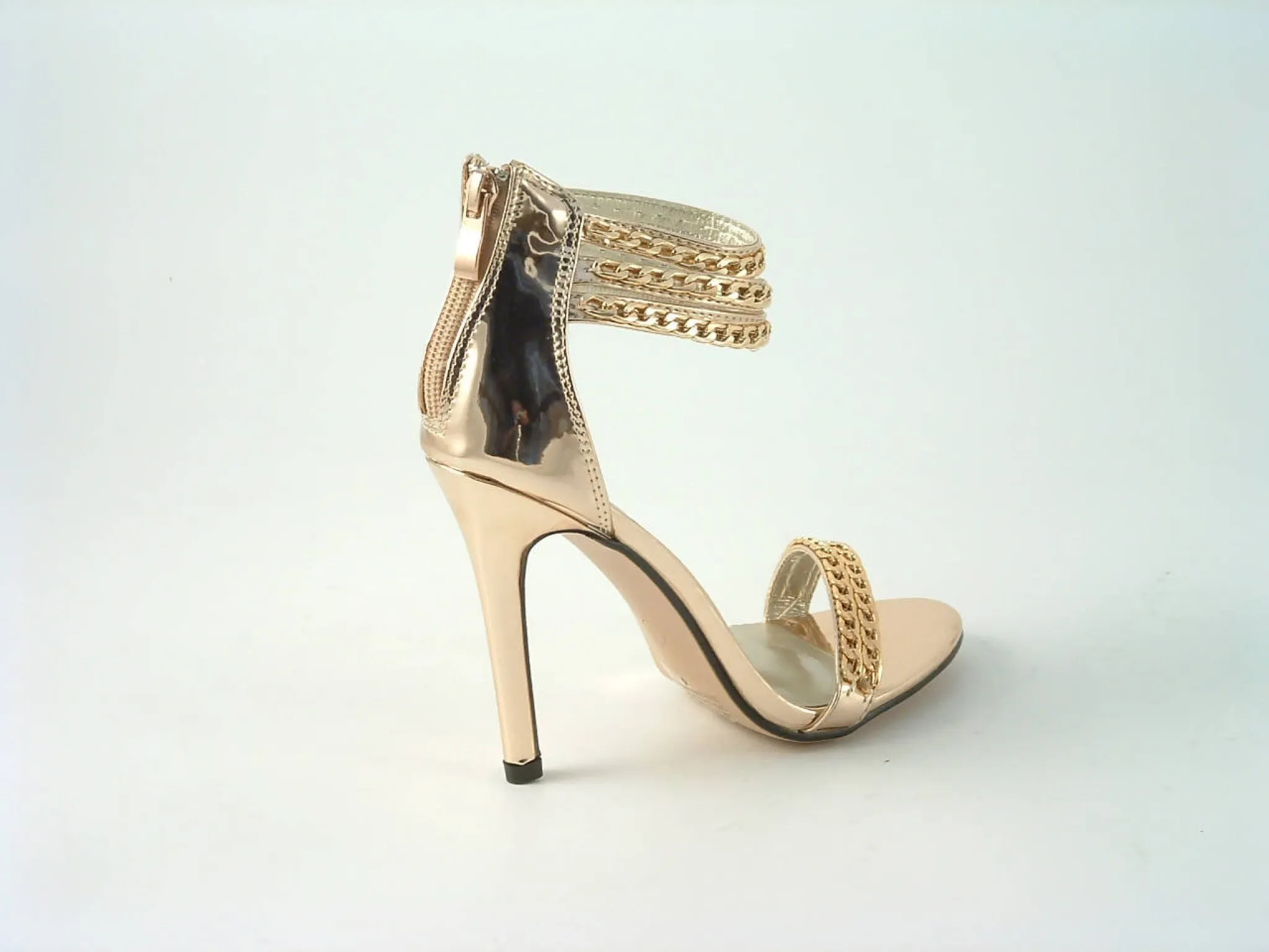 Glitz Shoes Metallic Chain Barely There Sandal Divine