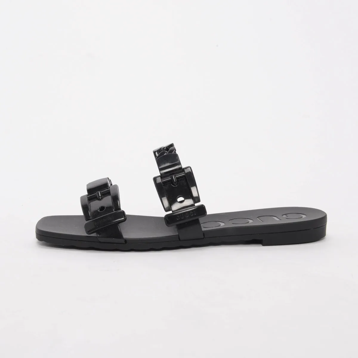 Gucci Black Rubber Chain Detail Sandals 35