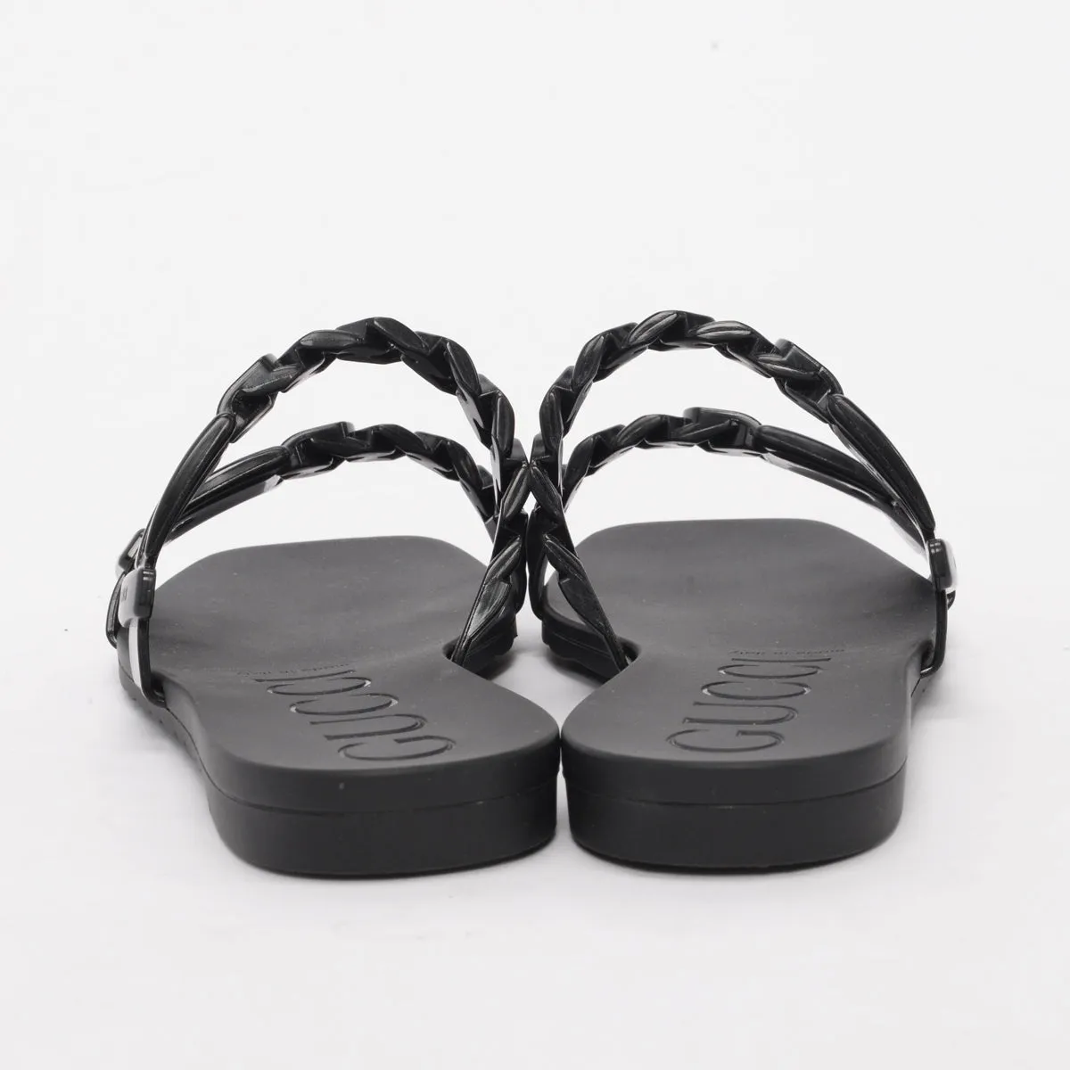 Gucci Black Rubber Chain Detail Sandals 35