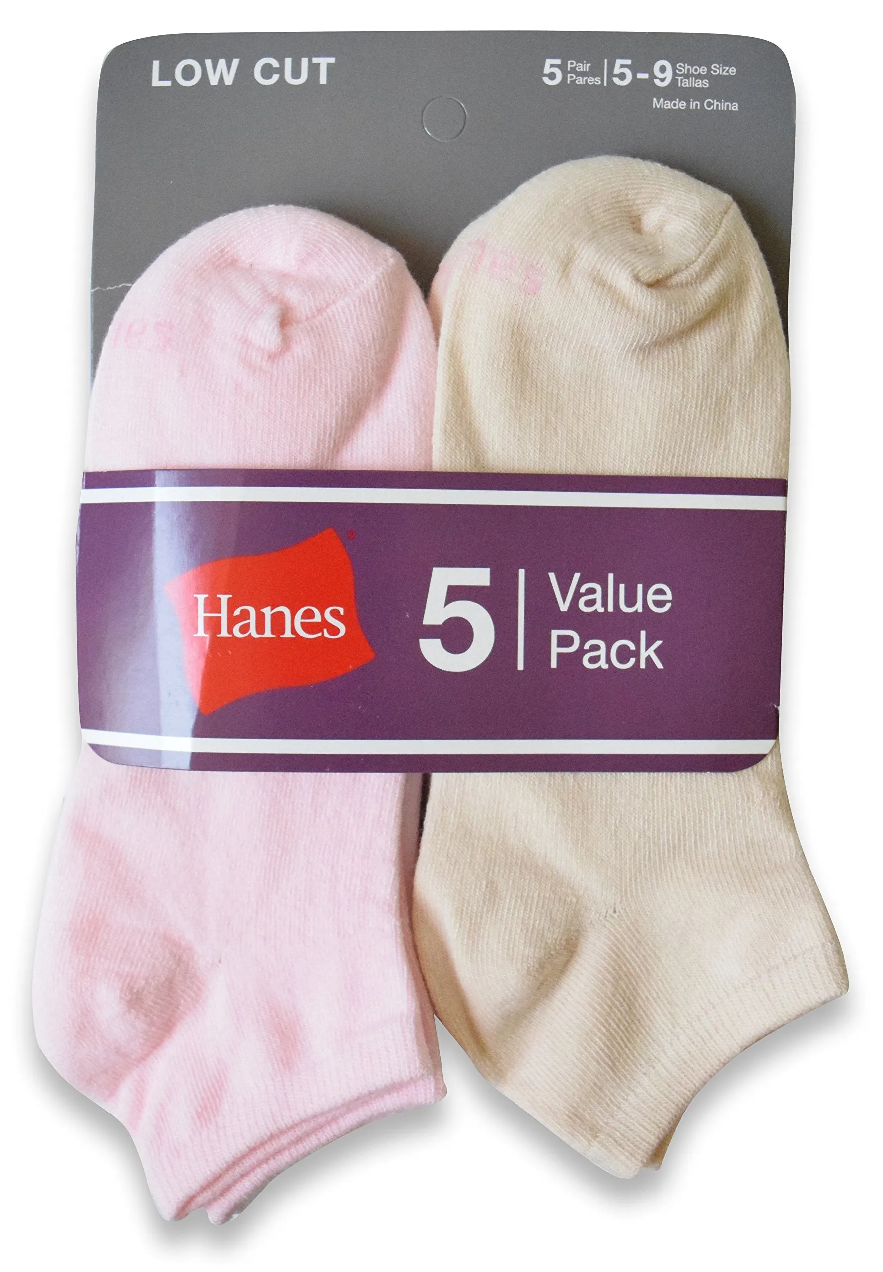 Hanes Women's Lightweight Stretchable Value 5 pack Socks (Pastel, Size 5-9)